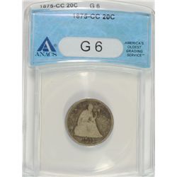 1875-CC TWENTY CENT ANACS GOOD 6