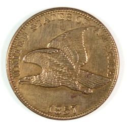 1857  Flying Eagle penny  BU with lite hairlines  est $300-$325