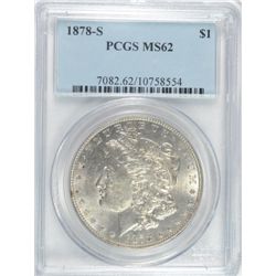 1878-S MORGAN DOLLAR PCGS MS62
