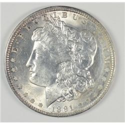 1891 MORGAN SILVER DOLLAR, MS-63+  NICE