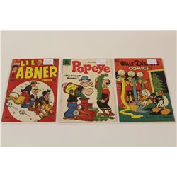 3 HIGHER GRADE GOLDEN AGE FUNNIES (1948-57) INCLUDES LI'L ABNER COMICS #62 (#2) (1948), POPEYE #41