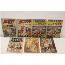 7 GOLDEN AGE CANADIAN EDITIONS (BELL PUBLISHING) (1940'S/ 50'S) INCLUDES ACTIVE COMICS #102 & 103,