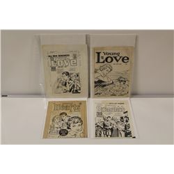 4 ORIGINAL ART JOE SIMON ROMANCE COVER-STATS (1 SIGNED) (1950'S/ 60'S) FROM THE LATE COMIC LEGEND