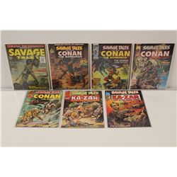 SAVAGE TALES #1-7 CONSECUTIVE (1971-74) THE 1ST 7 ISSUES FROM THE BRONZE MARVEL FANTASY MAG.