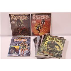 PSYCHO #4-24 + '74 YEARBOOK HIGH GRADE (SKYWALD) (1971-75) LARGE 14 ISSUE RUN OF THE GRUESOME & GORY