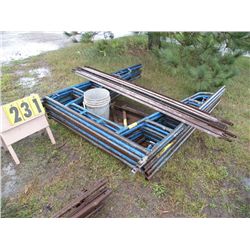 Qty 8 walk-thru scaffold frames w/side arms