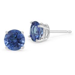 Genuine 3.20 ctw  Sapphire Round Stud Earrings 14kt