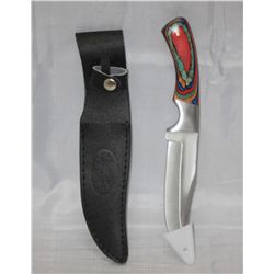 HUNTING KNIFE 9 1/2  PAKKAWOOD HANDLE WITH SHEATH