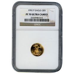 Certified Proof American Gold Eagle $5  PF70 NGC Dates