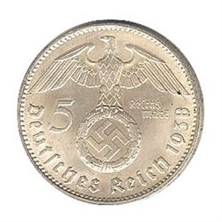 Germany Third Reich 5 reichsmark, 1936-1939, VF-AU, KM9