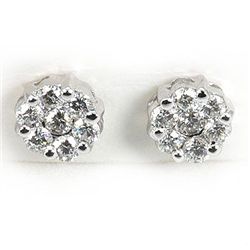 Genuine  0.65 ctw Diamond Earring 18KT White Gold