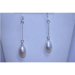 12.95 CTW WHITE PEARL DANGLING EARRING