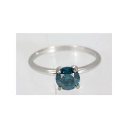 Genuine 3.00 ctw Blue Diamond Solitaire Ring 14kt