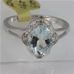 Genuine  1.57 ctw  Aquamarine Ring  14KT White Gold