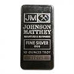 Johnson Matthey 10 oz Bar (Pressed, JM Logo) .999 fine