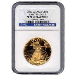 Certified Proof American Gold Eagle $50  PF70 NGC Dates