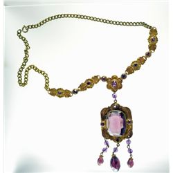 Very Early Antique Necklace with Purple Stones Circa 1900's