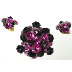 Fabulous Vintage Neon Pink Brooch and Clip back earrings.