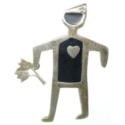 Vintage Artist Signed Sterling Silver Pin, Anne Harvey .925  TV-67 LOVER BOY PIN