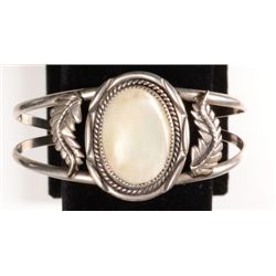 Estate Native American Bracelet, Artist signed, with Mother of Pearl