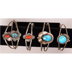 Vintage of of Four Native American Bracelets, two of them signed.