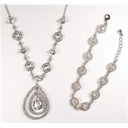 Vintage lot of costume jewelry, Rhinestone necklace and bracelet Excellent cond.