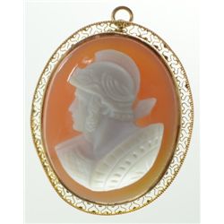 Vintage Hard Stone Cameo Pendant, 10K Yellow Gold mounting.
