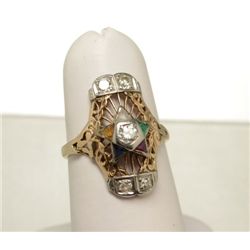 Vintage Eastern Star Ring, 14K Yellow Gold with Diamonds,