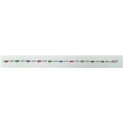 Gorgeous Estate 14K white gold bracelet with Emeralds, Sapphires, and Rubies.