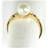 Image 2 : Vintage 14K Yellow Gold Cultured Pearl and Ruby Ring, Size 8, Excellent Cond.