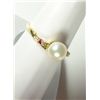 Image 3 : Vintage 14K Yellow Gold Cultured Pearl and Ruby Ring, Size 8, Excellent Cond.