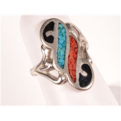 Vintage Sterling Inlay Ring, size 5.75