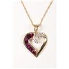Image 1 : Pre-owned 10k yellow gold Created ruby Heart shaped pendant.