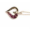 Image 2 : Pre-owned 10k yellow gold Created ruby Heart shaped pendant.