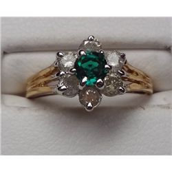 1 ctw. Created Emerald & Diamond 10K Gold Ring