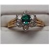 Image 1 : 1 ctw. Created Emerald & Diamond 10K Gold Ring