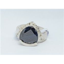 Large 5 ct. Genuine Sapphire and Diamond Ring