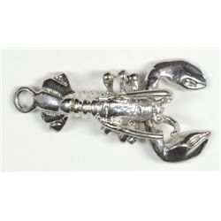Vintage Silver Lobster Charm, Claws are hinged and move