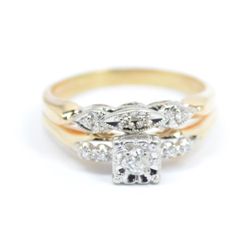 14kt Antique Diamond Ring. Size 10.