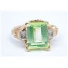 Image 1 : 14 kt Peridot Colored Stone Diamond Ring. Size 5 3/4.