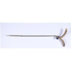 PEARL & SAPPHIRE HAT PIN 2 1/2"