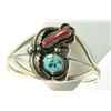 Image 1 : Vintage Native American Cuff Bracelet with coral and turquoise.