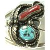 Image 2 : Vintage Native American Cuff Bracelet with coral and turquoise.