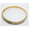 Image 1 : 14K Yellow Gold Diamond, Ruby, Sapphire, & Emerald hinged bangle ,safety clasp