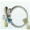 Image 2 : Mother Of Pearl and Turquoise Sterling Silver Flower Ring