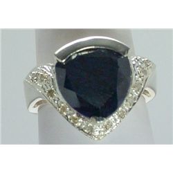 Large 5 ct. Genuine Sapphire and Diamond Ring