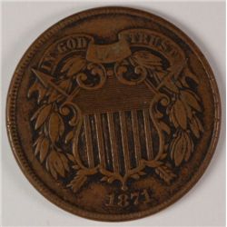 1871 TWO CENT PC XF+