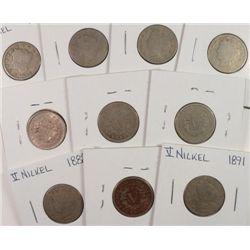 10 V-NICKELS (83 N/C, 84,87,88,90,91,92,93,94,95) AG/XF