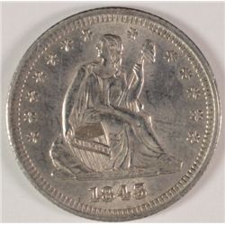 1843 SEATED QUARTER MS63+