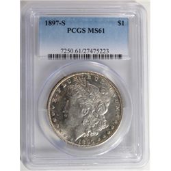 1897-S MORGAN DOLLAR PCGS MS61